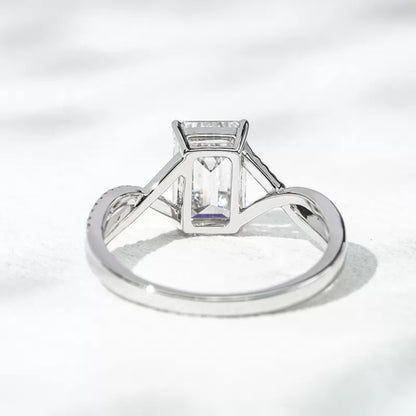 Emerald Solitaire With Crossed Shank Wedding Ring
