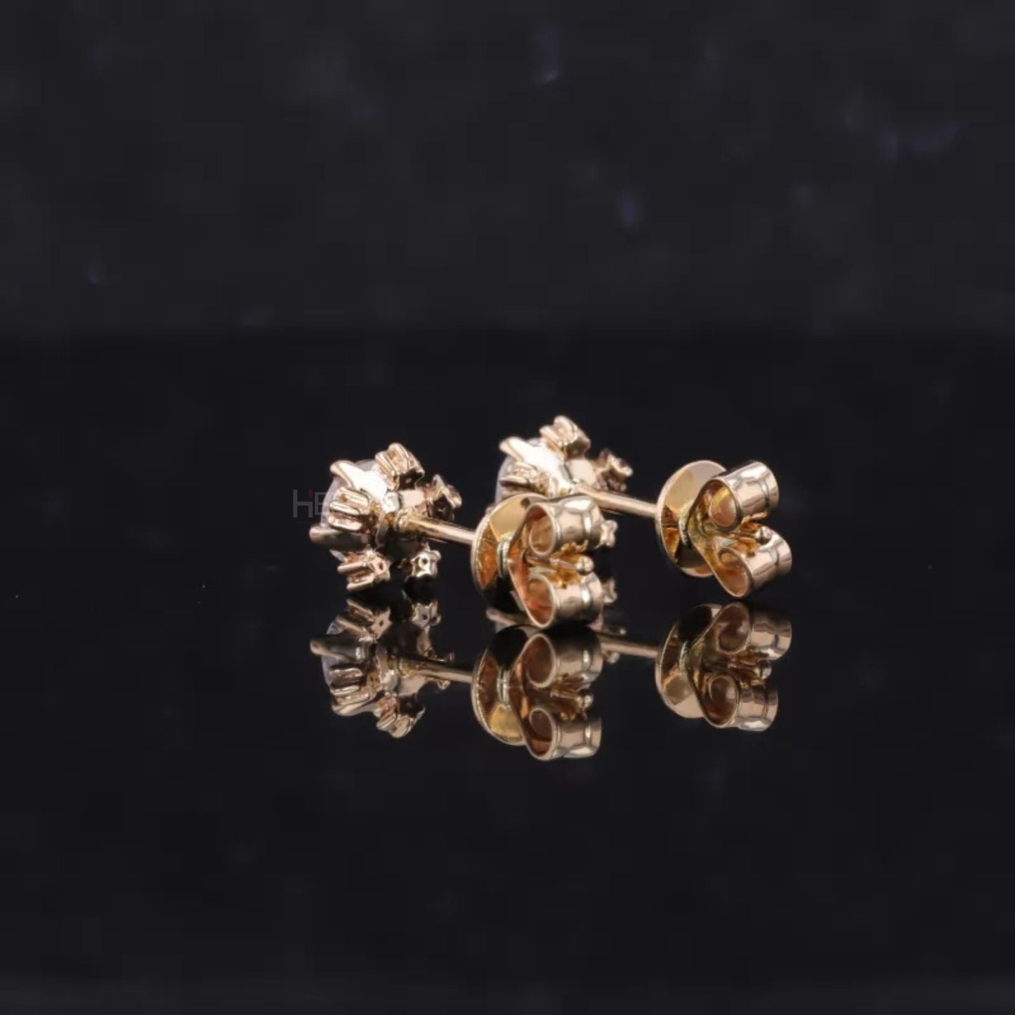 Dainty Snow Inspired Round Rose Cut Moissanite Studs