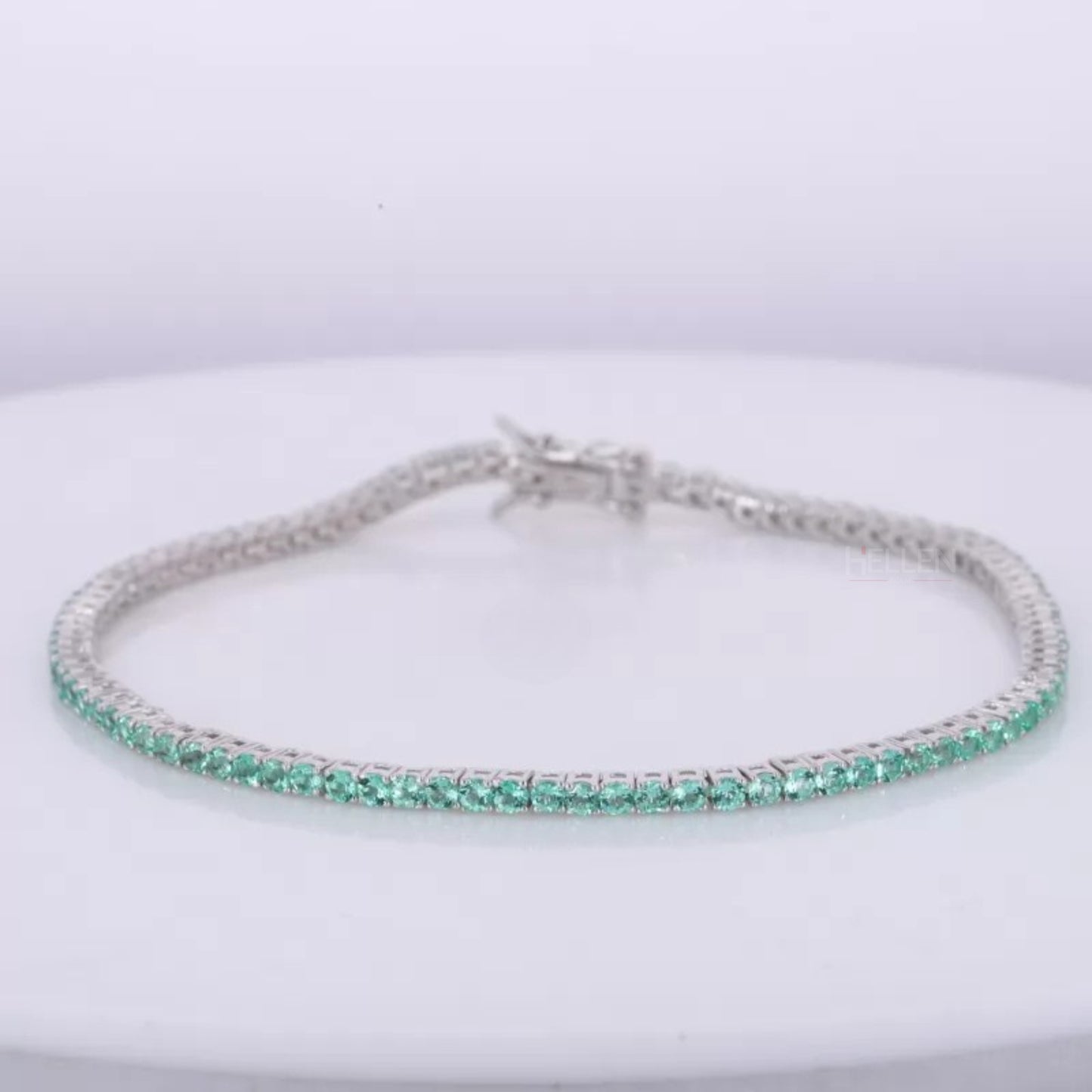 Green Round Semi Precious Gemstone Tennis Bracelet