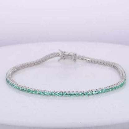Green Round Semi Precious Gemstone Tennis Bracelet