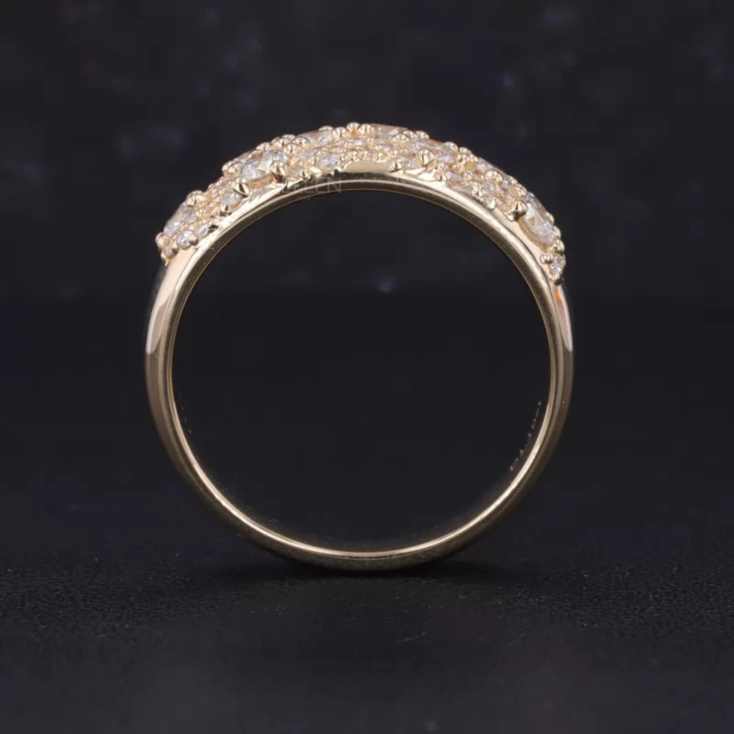 Mosaic Setting Round cut Moissanite Vintage Ring