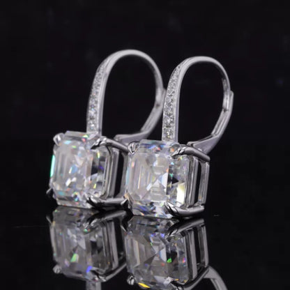 Moissanite Hoop Earrings - Sterling Silver with Eagle Claw Prong Setting