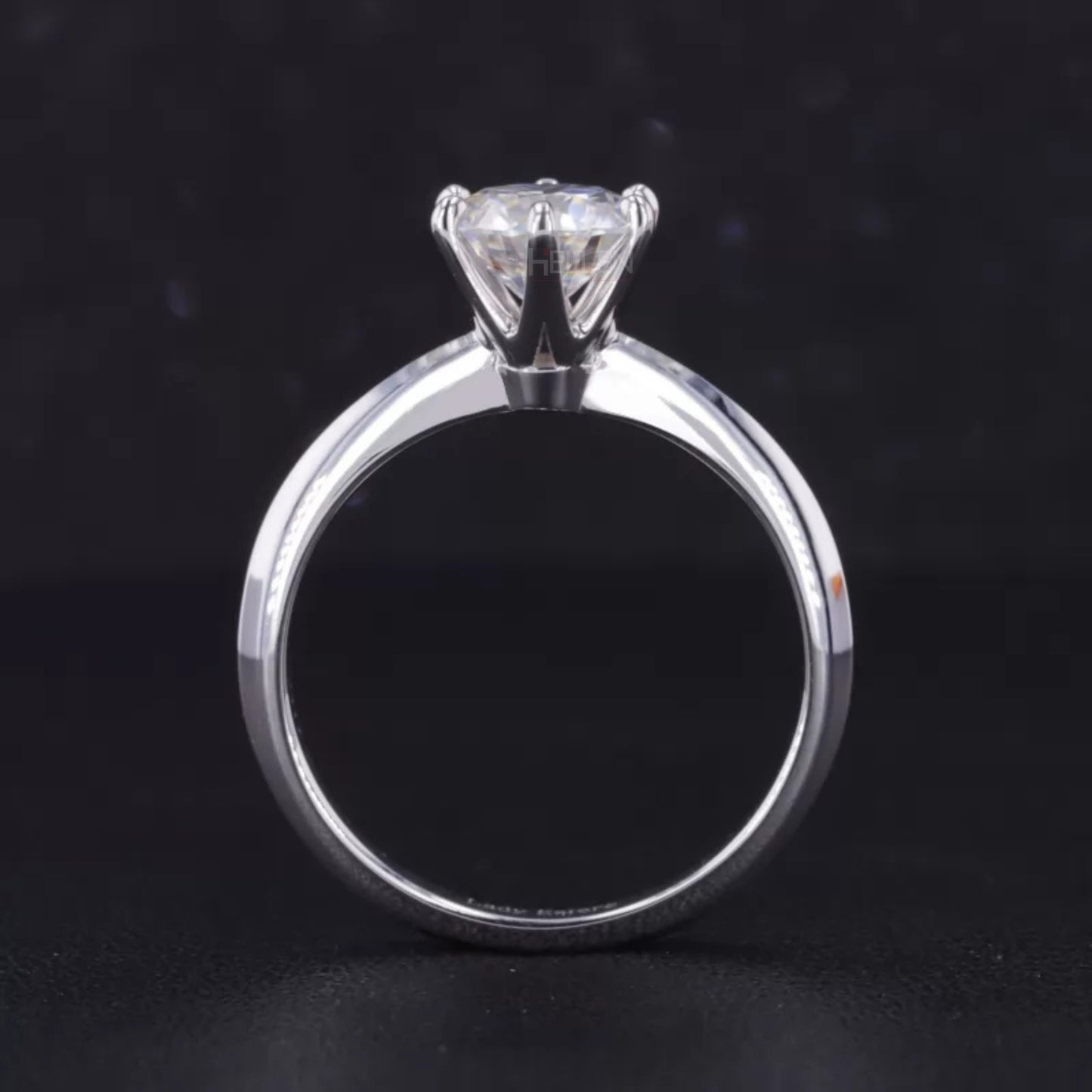 Round Cut Solitaire Moissanite Crown Setting Engagement Ring