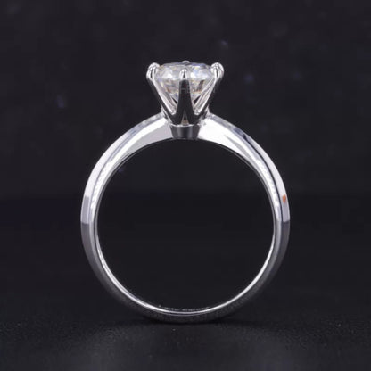 Round Cut Solitaire Moissanite Crown Setting Engagement Ring