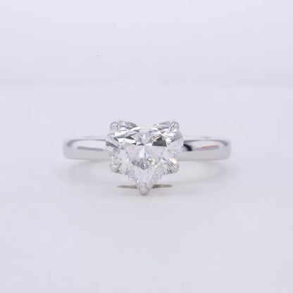 Heart Cut Solitaire Moissanite Engagement Ring in Sterling 925 Silver