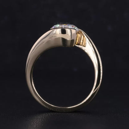 Unique Twisted Round Cut Solitaire Moissanite Engagement Ring