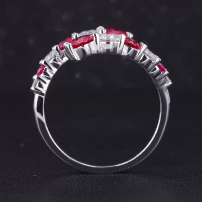 Exclusive Red/Ruby Gemstone and Moissanite Split Shank Band