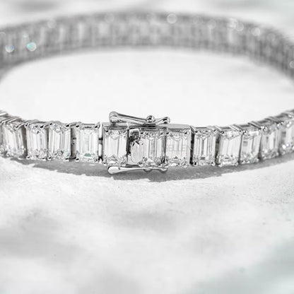 Emerald Cut Moissanite Essential Tennis Bracelet - 925 Sterling