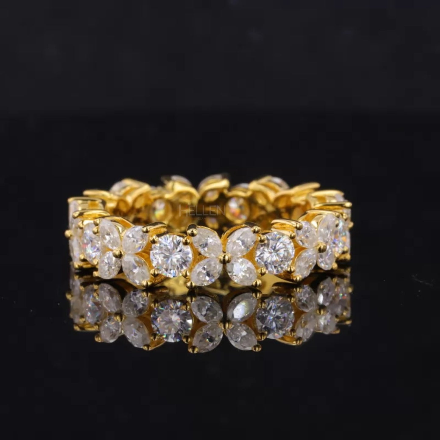 Marquise & Round Moissanite XO Eternity Wedding Band