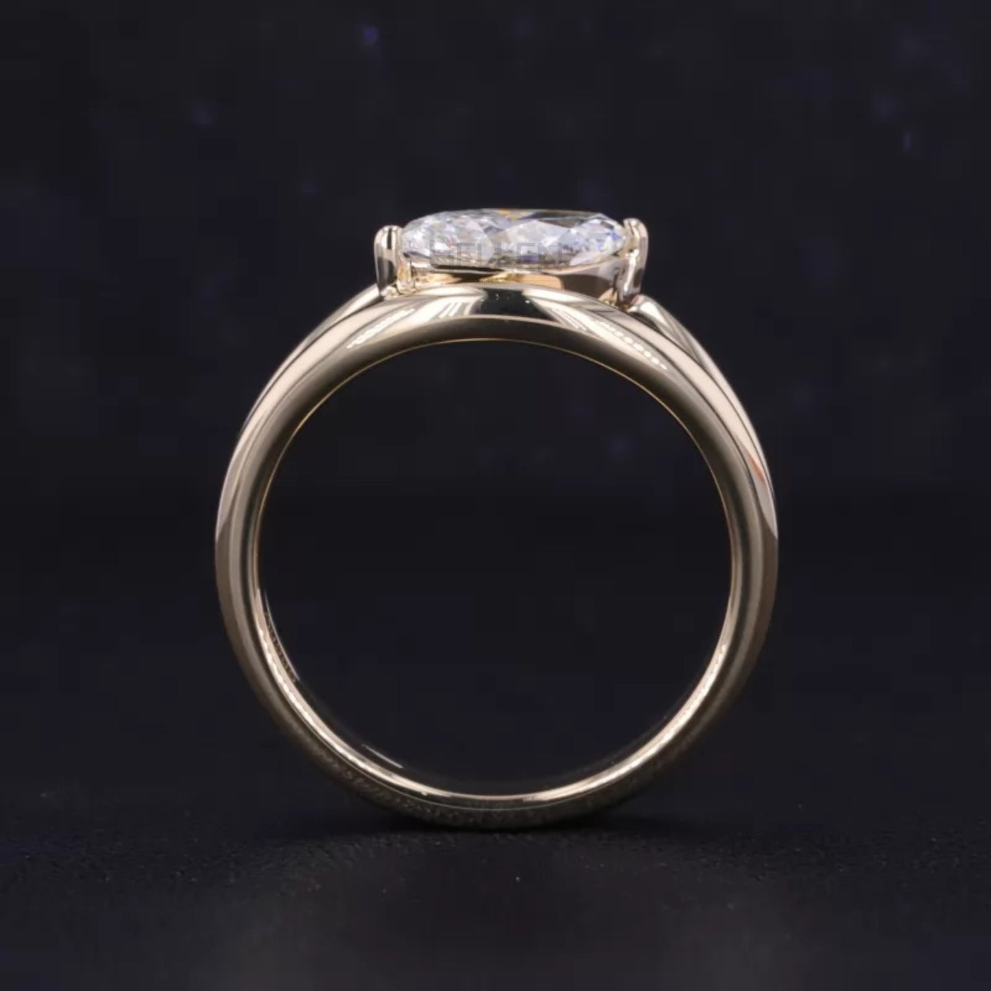 Split Shank Marquise Cut Moissanite Solitaire Engagement Ring
