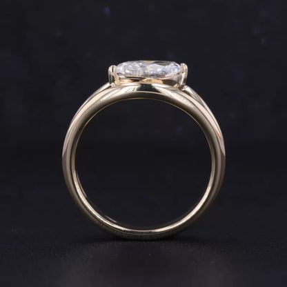 Split Shank Marquise Cut Moissanite Solitaire Engagement Ring