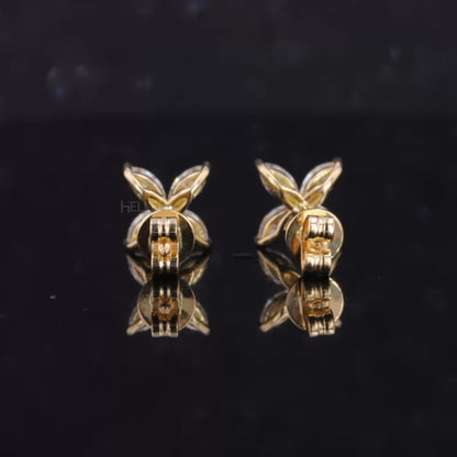 Leaf style Marquis Cut Moissanite Studs For Everyday 925 Silver