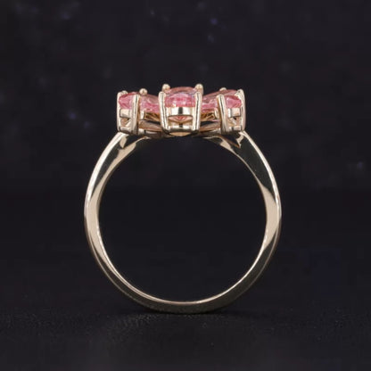 Pink Sapphire Pear cut Gemstone Blossom Fall Season Ring