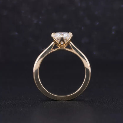 Round Solitaire Ring with Stackable Half-Round Eternity Band