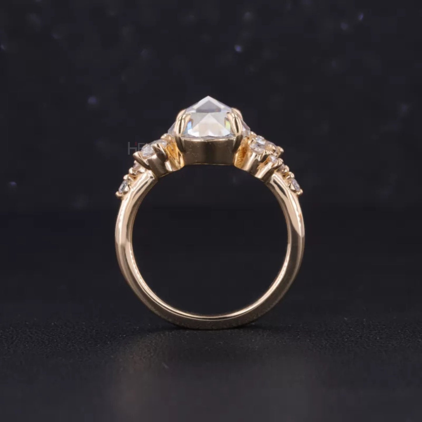 Modified Cut Oval Upside-Down Moissanite Engagement Ring