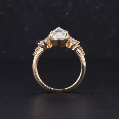 Modified Cut Oval Upside-Down Moissanite Engagement Ring