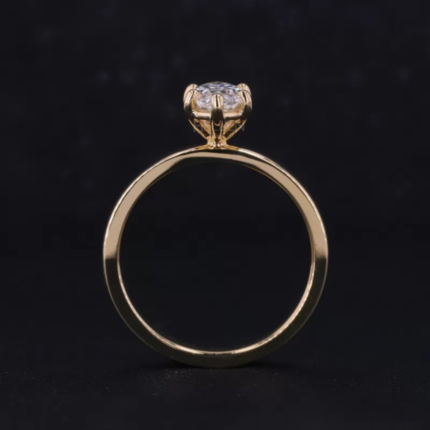 Marquise Colourless Moissanite Solitaire Engagement Ring