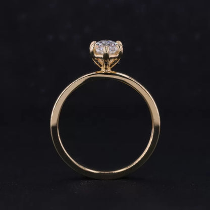 Marquise Colourless Moissanite Solitaire Engagement Ring