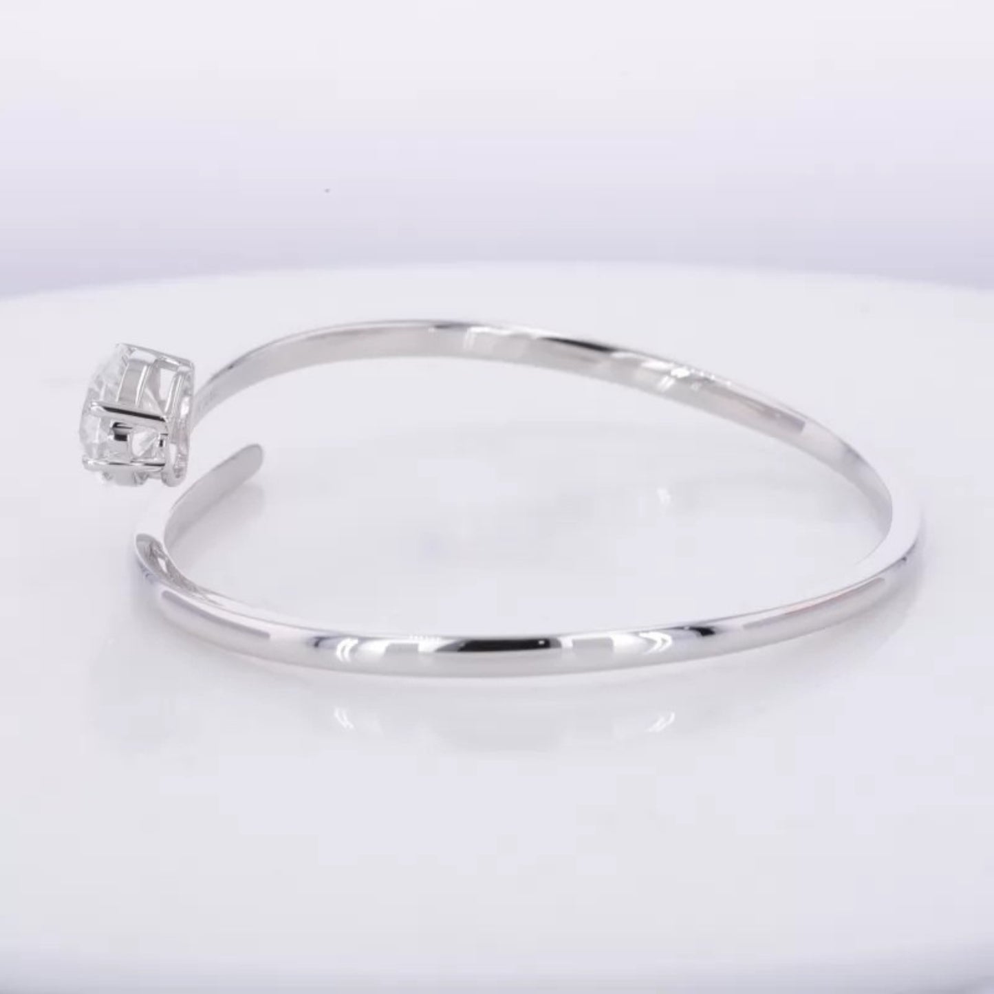 Open Gap Flexible Bracelet with Heart Cut Solitaire Moissanite