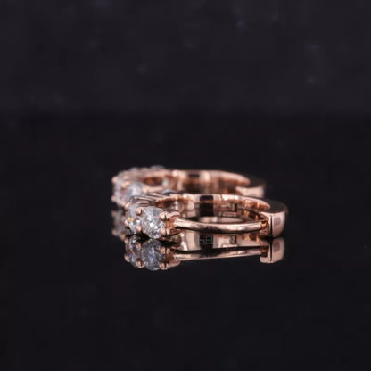 Moissanite Hoop Earrings - Elegant Sterling Silver Huggie Hoops