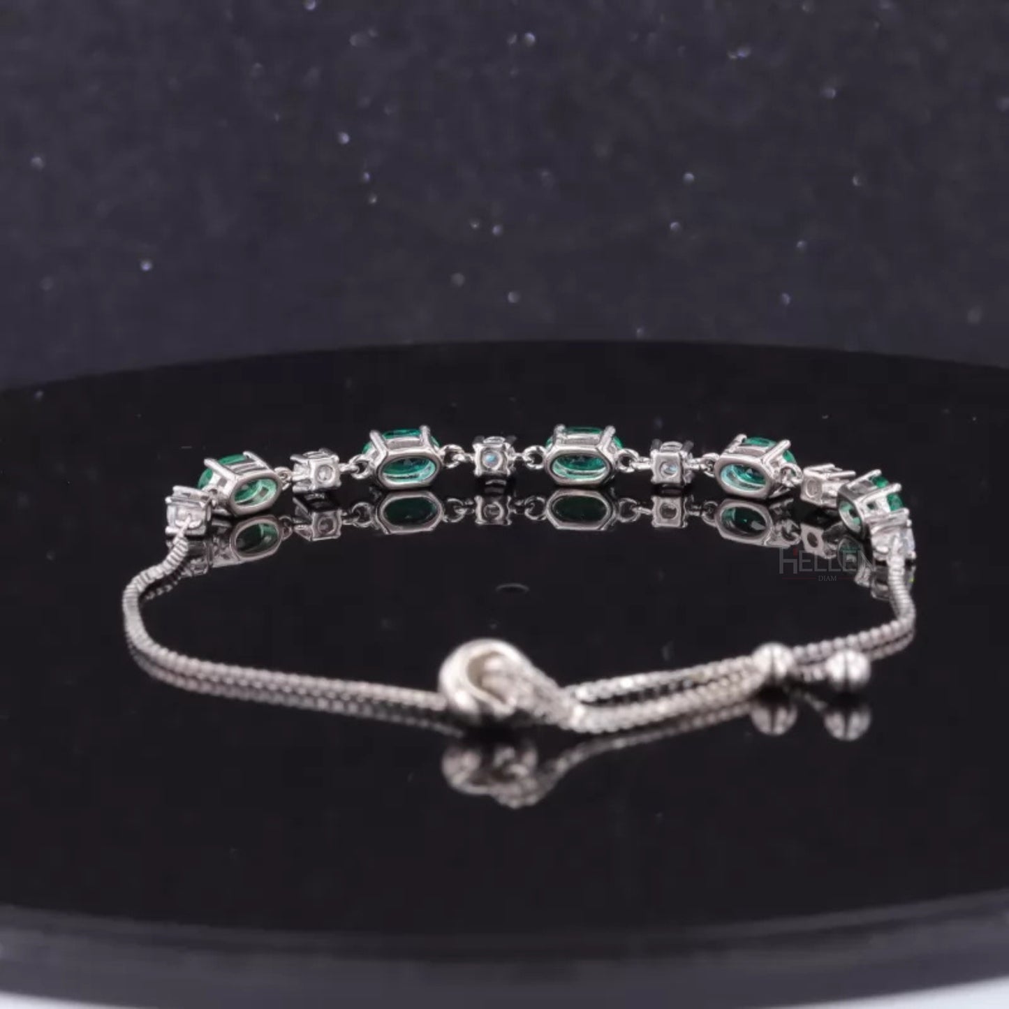 Green Oval Gemstone & Round Moissanite Loose Bracelet