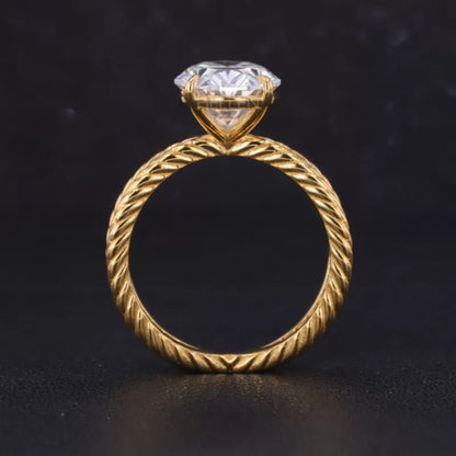 Twisted Crossed Shank Oval Cut Moissanite Solitaire Engagement Ring
