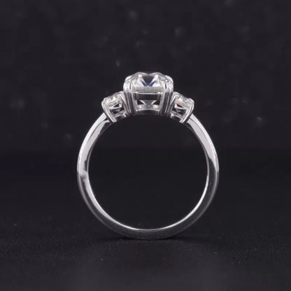 Cushion Old Mine Cut 3 Stone Bridal Ring