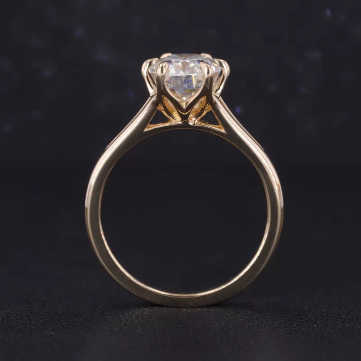 Oval Solitaire Moissanite Engagement Ring with Eagle Claw Prongs