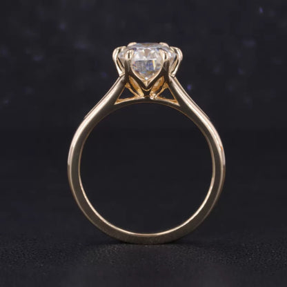 Oval Solitaire Moissanite Engagement Ring with Eagle Claw Prongs