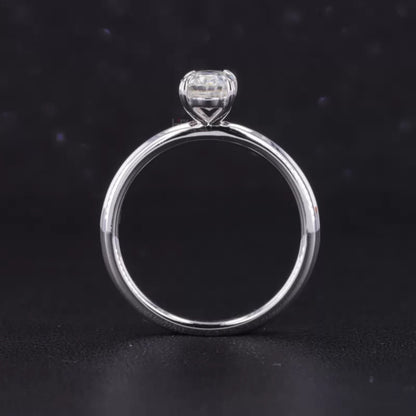 Oval Cut Solitaire Moissanite Tiger Prongs 925 Silver Engagement Ring