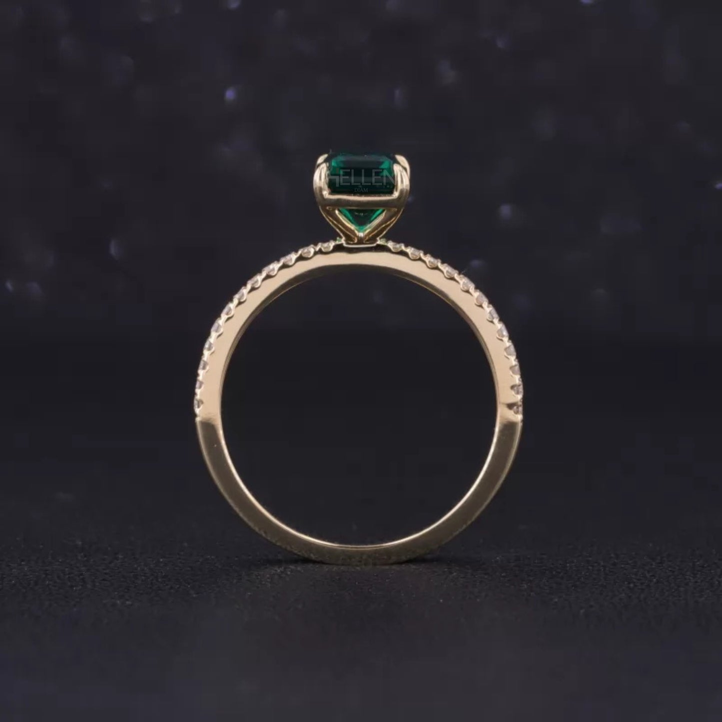 Solitaire Emerald Gemstone & Moissanite Engagement Ring