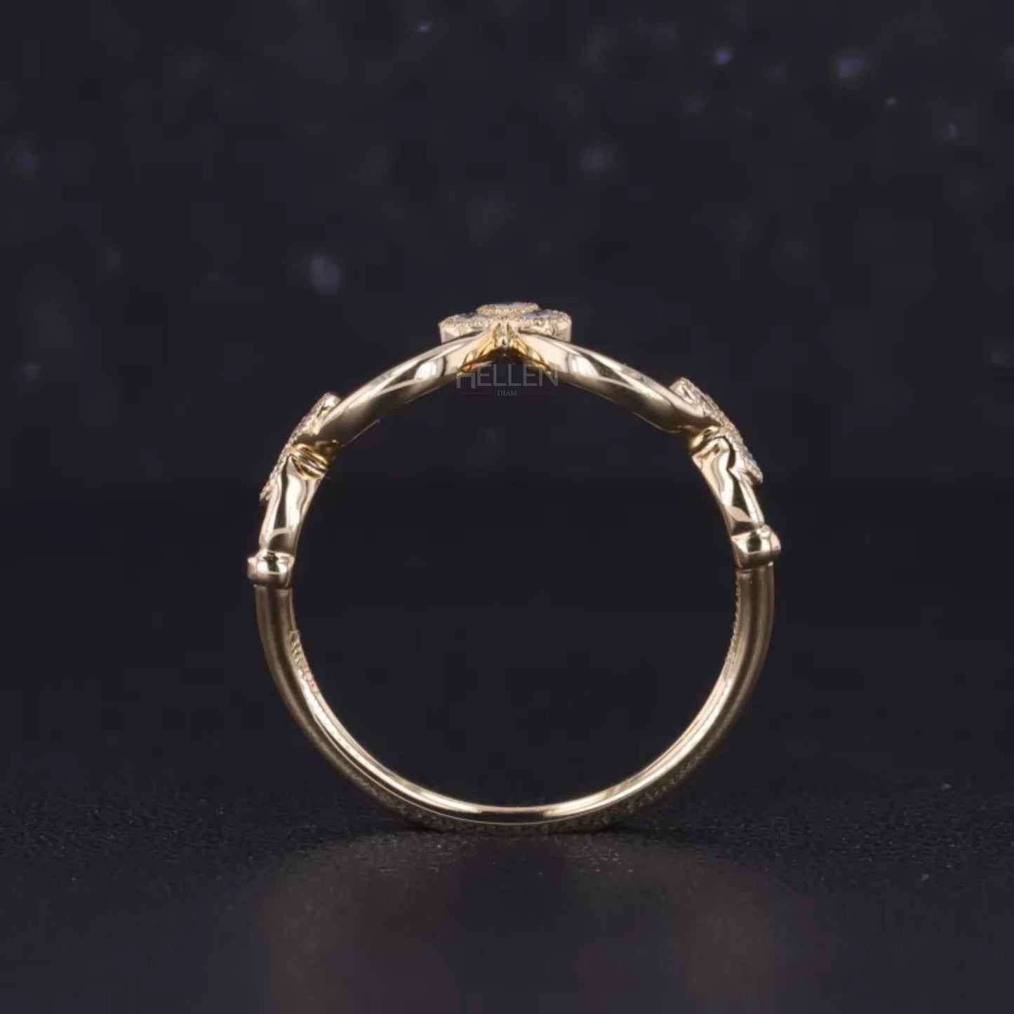Vintage Crown Inspired Miligrain Wedding Band with Round Diamond