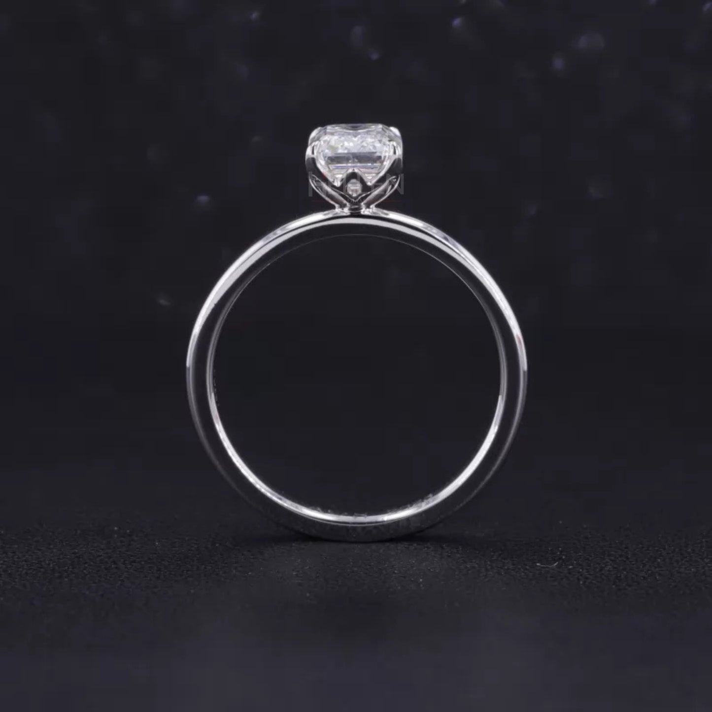 Emerald Cut Solitaire Moissanite Sterling 925 Engagement Ring