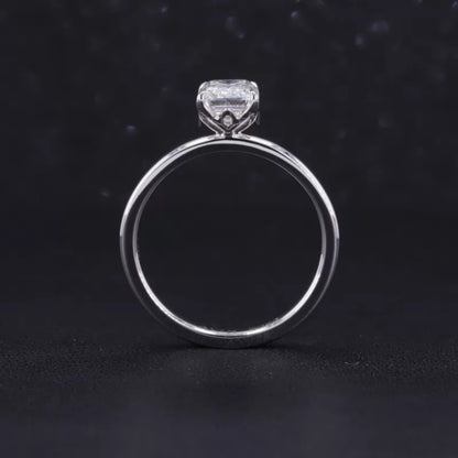 Emerald Cut Solitaire Moissanite Sterling 925 Engagement Ring