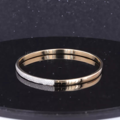 Round Cut Three-Line Moissanite Band Style Bangle Bracelet