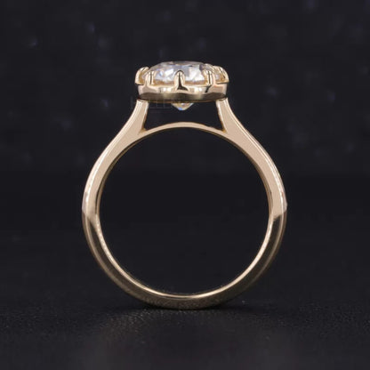 Old European Cut Moissanite Tiger Prong Solitaire Proposal Ring