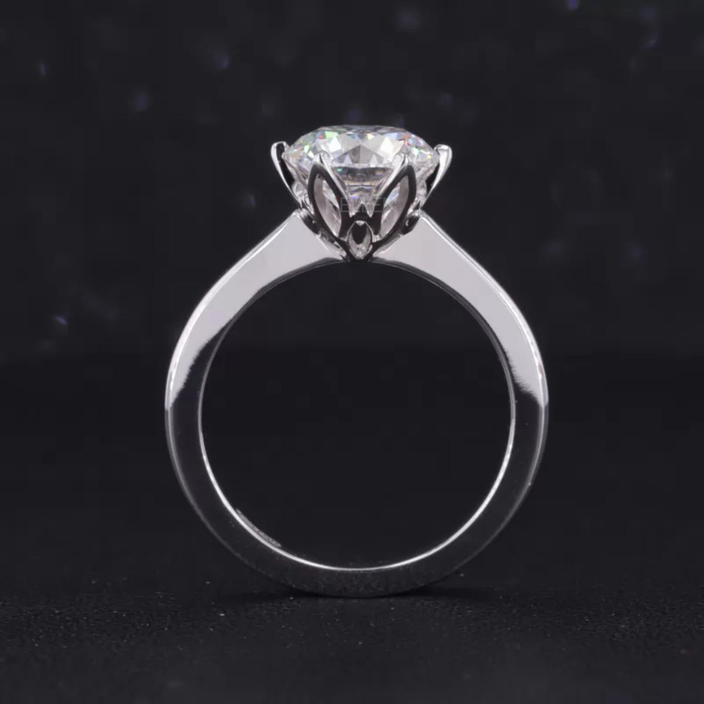 Round Cut Solitaire Moissanite Sterling 925 Engagement Ring