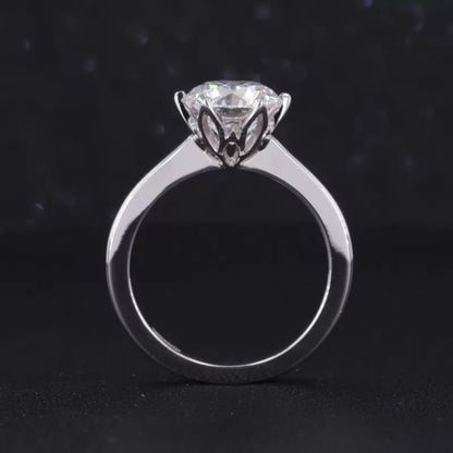 Round Cut Solitaire Moissanite Sterling 925 Engagement Ring