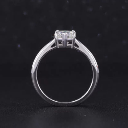 Heart Cut Solitaire Moissanite Claws Prong Sterling 925 Engagement Ring