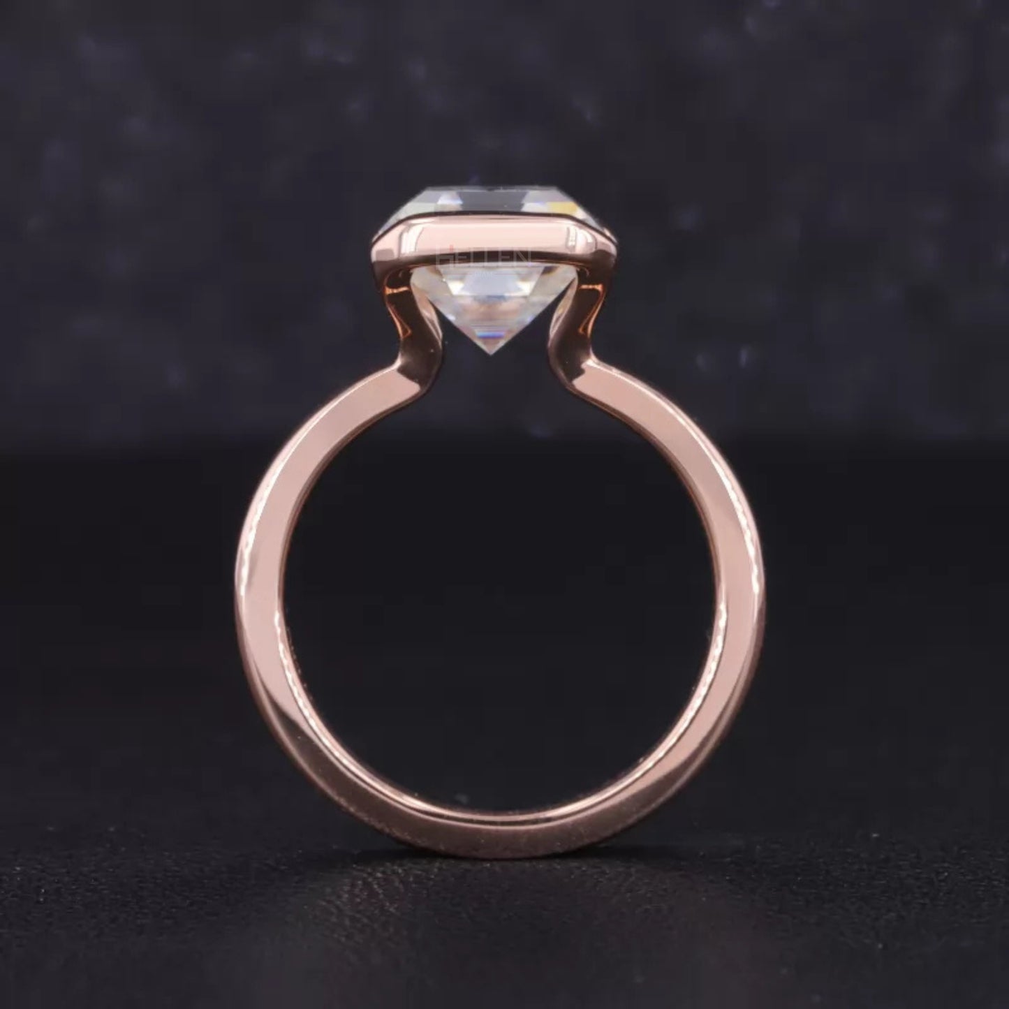 Asscher Cut Moissanite  Solitaire Engagement Ring With Unique setting