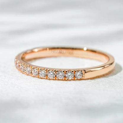 Round Cut Micro Pave Half Eternity Wedding Ring