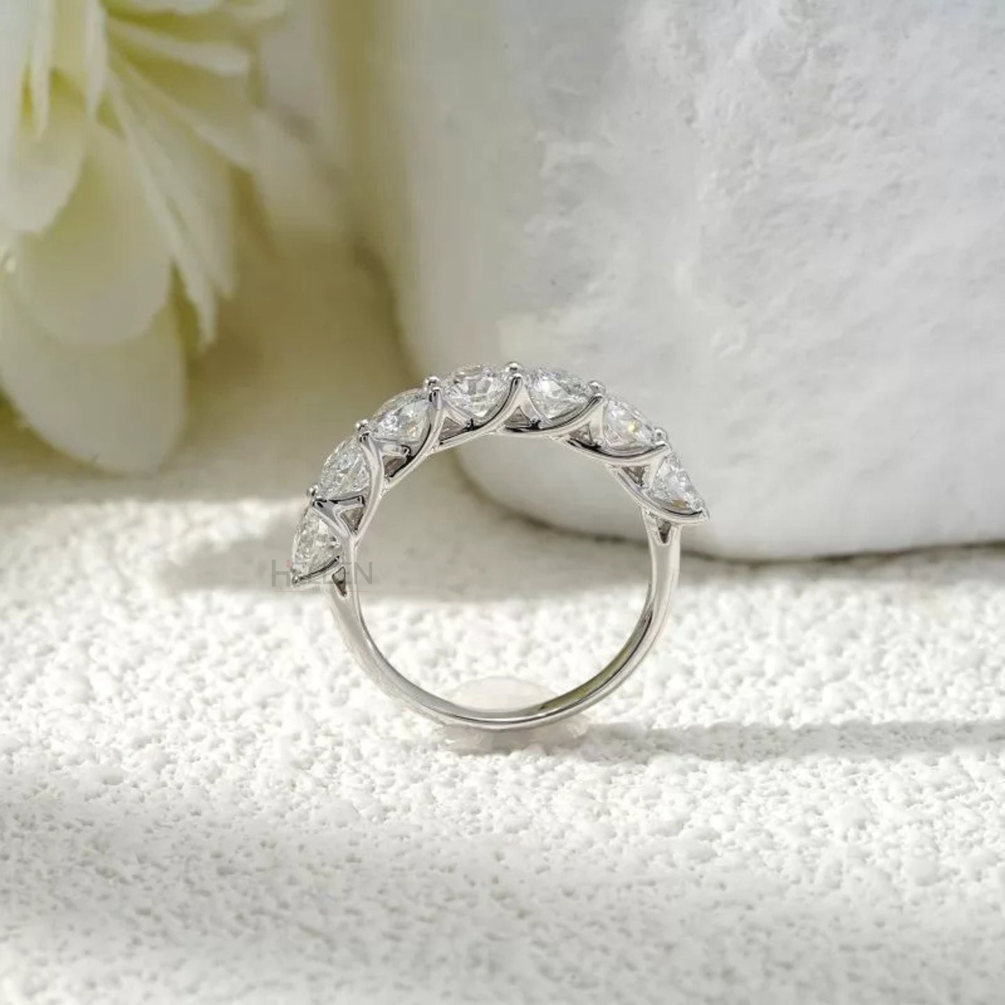 Round Cut  Moissanite Half Eternity Band-Sterling 925