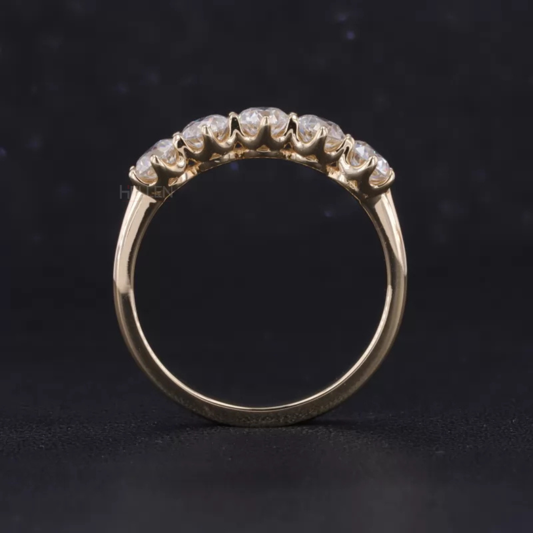 Five stone Round Brilliant Cut Moissanite Anniversary Band