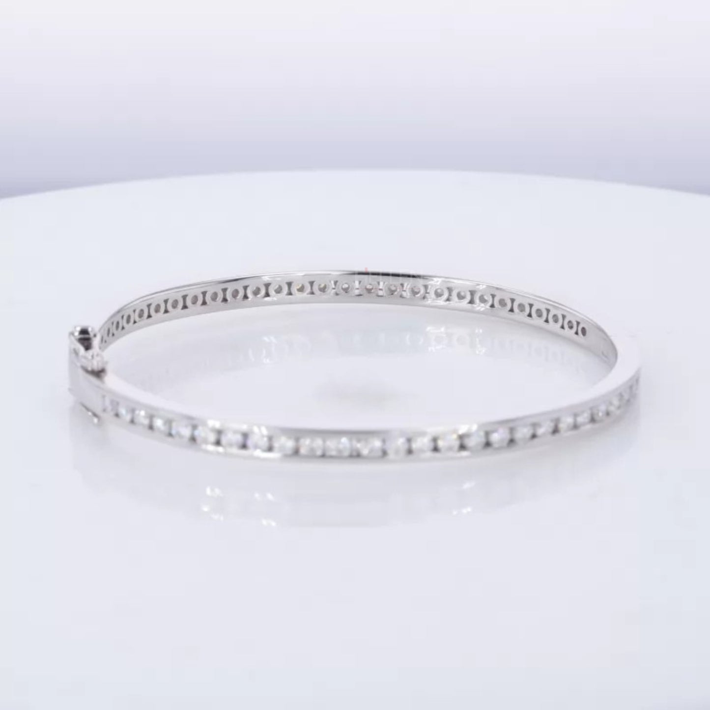 Round Cut Full Channel Setting Moissanite Bangle Bracelet