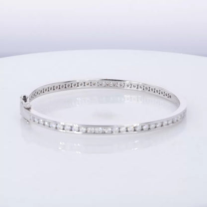 Round Cut Full Channel Setting Moissanite Bangle Bracelet