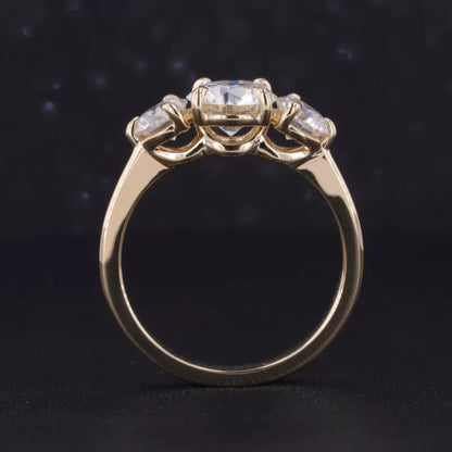 Moissanite 3 Stone Round Cut Ring