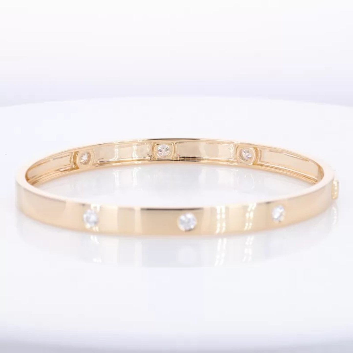 Gold-Plated Moissanite Iconic Band Bangle Bracelet