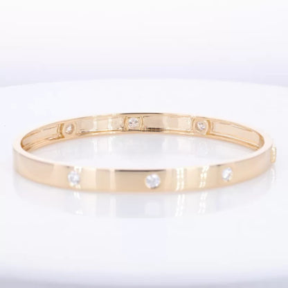 Gold-Plated Moissanite Iconic Band Bangle Bracelet