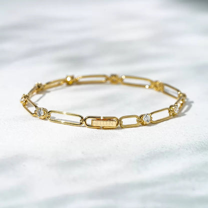 Dazzling Paper Clip Moissanite Linking Loose Bracelet