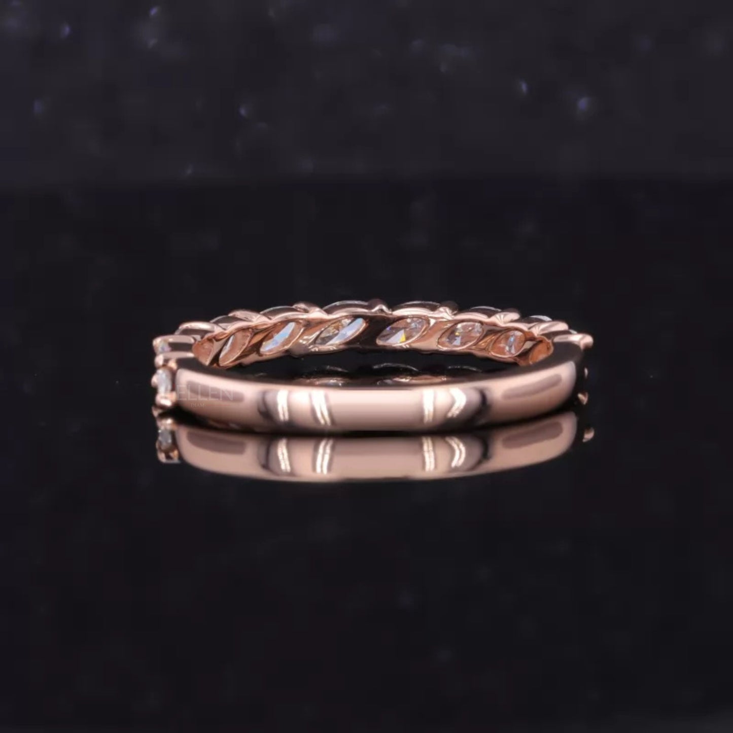 Half Eternity Band With Marquise Shape Moissanite